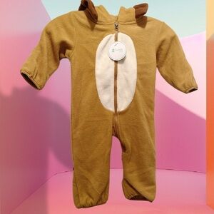 NWT Cuddle Club Fleece Baby Bunting Bodysuit with Hood Size 6-12 mos